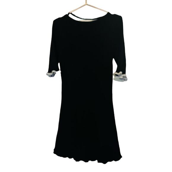 SEE BY CHLOÉ Black Wool Metallic Trim Half Sleeves Knit Midi Dress Size Large - Picture 5 of 15